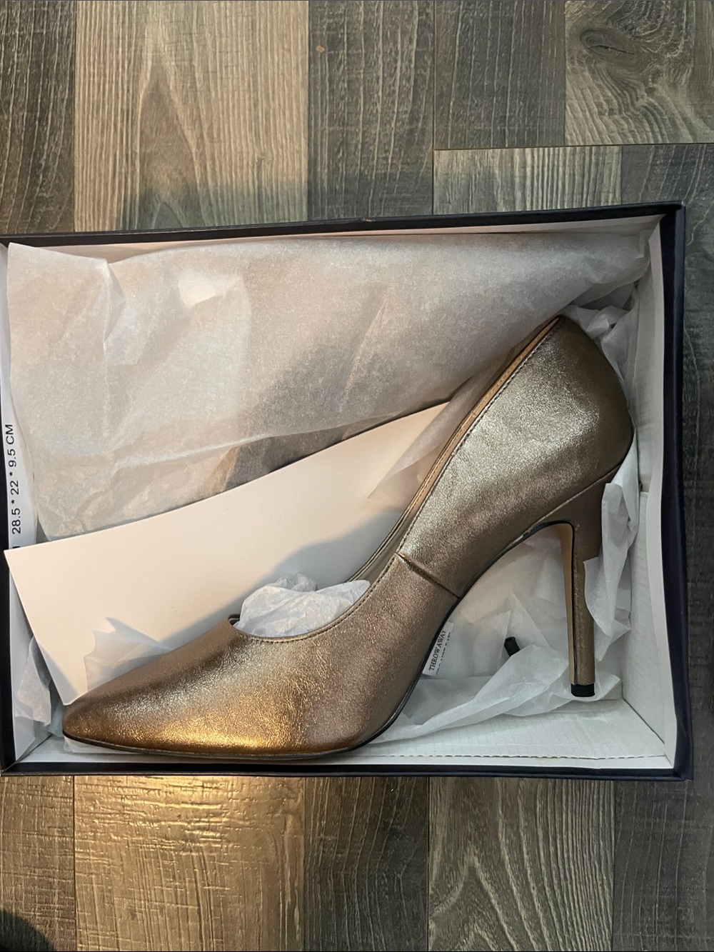 French Connection Metallic Gold Pointed-Toe Stiletto Pump